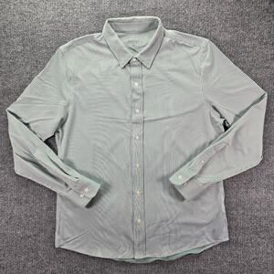 Rhone Commuter Shirt Mens Large Green Gray Stripe Performance Stretch Office